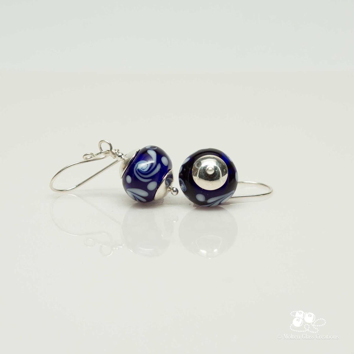 Cobalt Blue Glass Bead Earrings - Molten Glass Creations