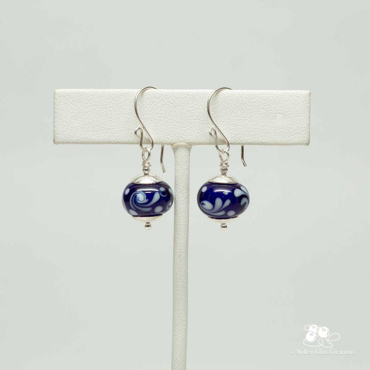 Cobalt Blue Glass Bead Earrings - Molten Glass Creations