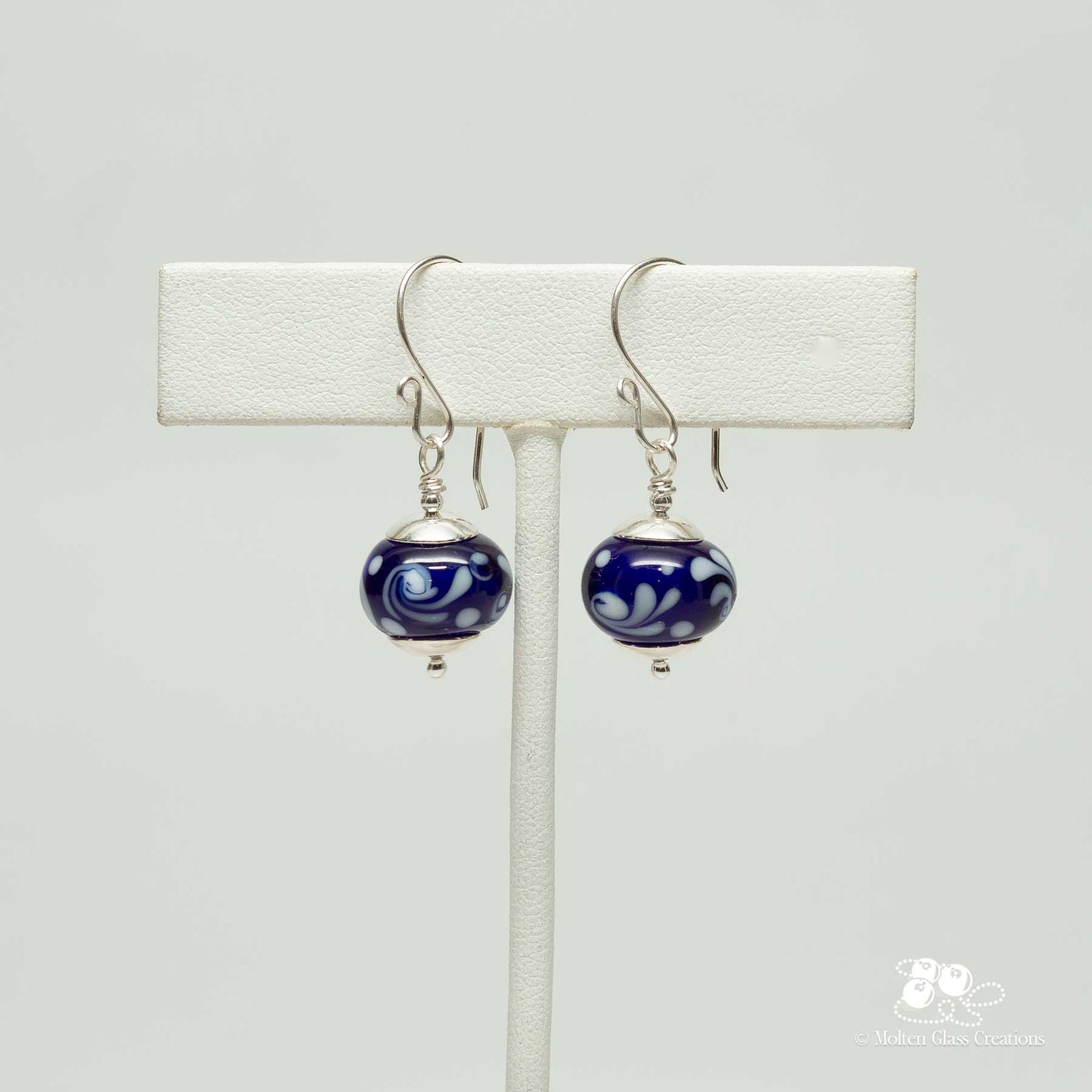 Cobalt Blue Glass Bead Earrings - Molten Glass Creations