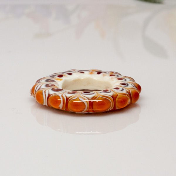 Dream Catcher Focal Bead - Amber/Ivory - Molten Glass Creations