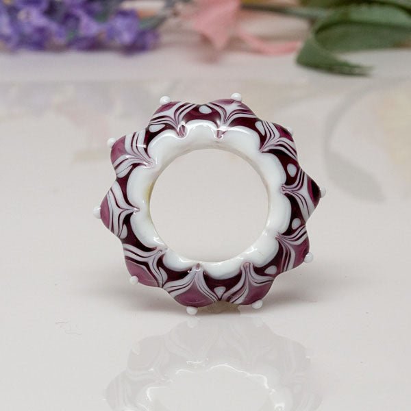 Dream Catcher Focal Bead - Purple/White - Molten Glass Creations