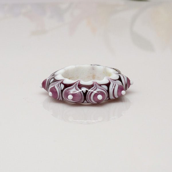 Dream Catcher Focal Bead - Purple/White - Molten Glass Creations