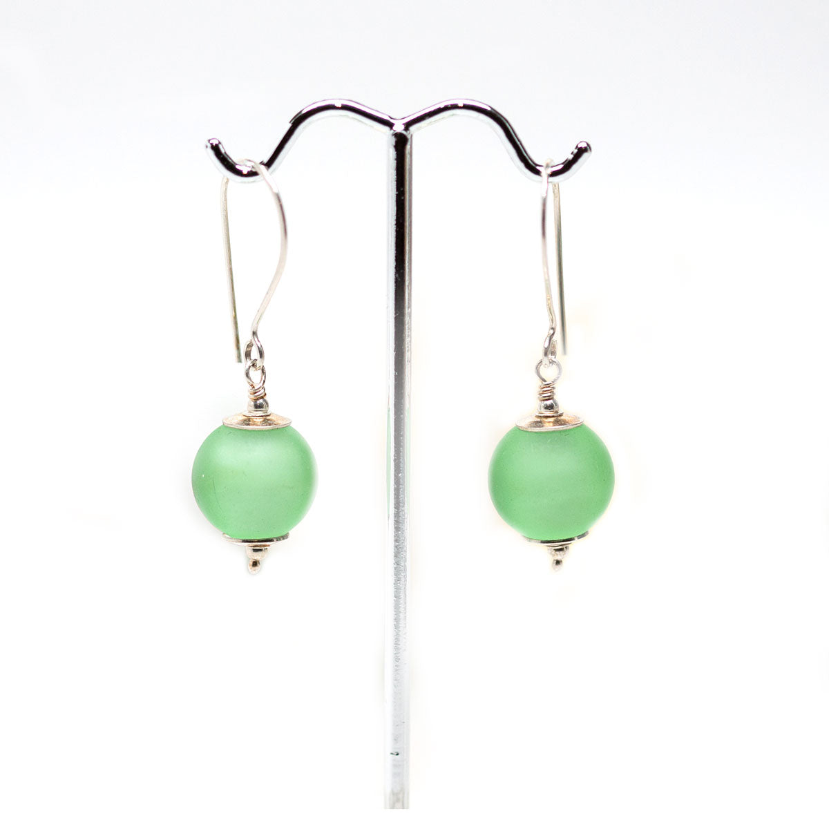 Etched Green Drop Earrings