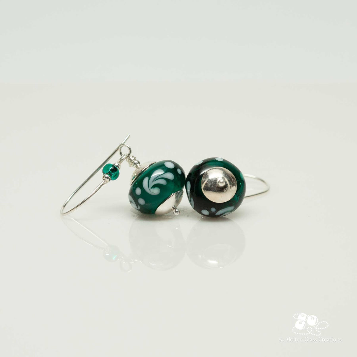 Emerald Green Glass Bead Earrings - Molten Glass Creations