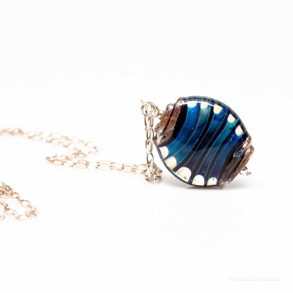 Enchanting Blue Tornado Glass Bead Necklace - Molten Glass Creations