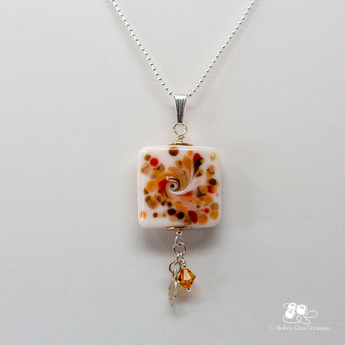Fall Colours Tab Necklace - Molten Glass Creations