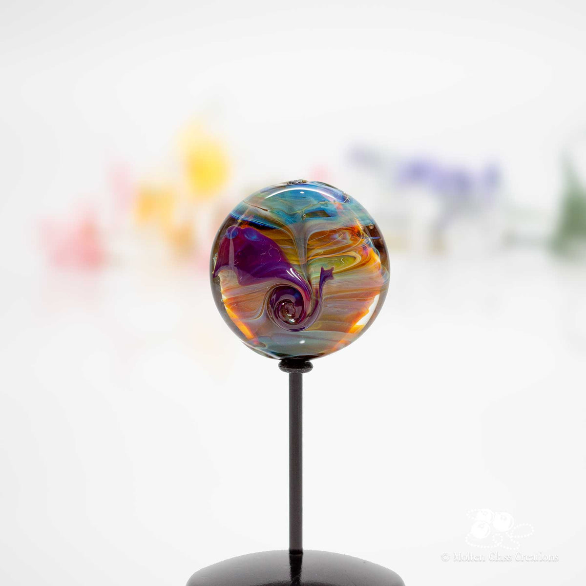 Focal Bead - Multicolor Swirls - Molten Glass Creations