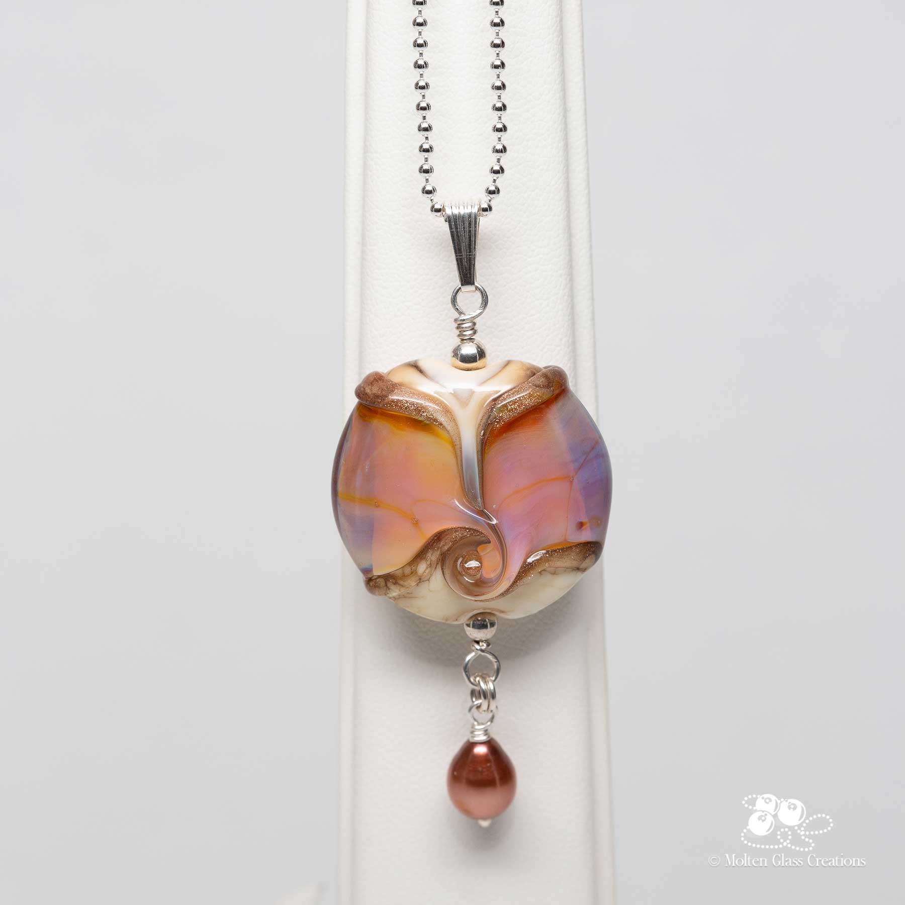 Gold Pink Necklace - Molten Glass Creations