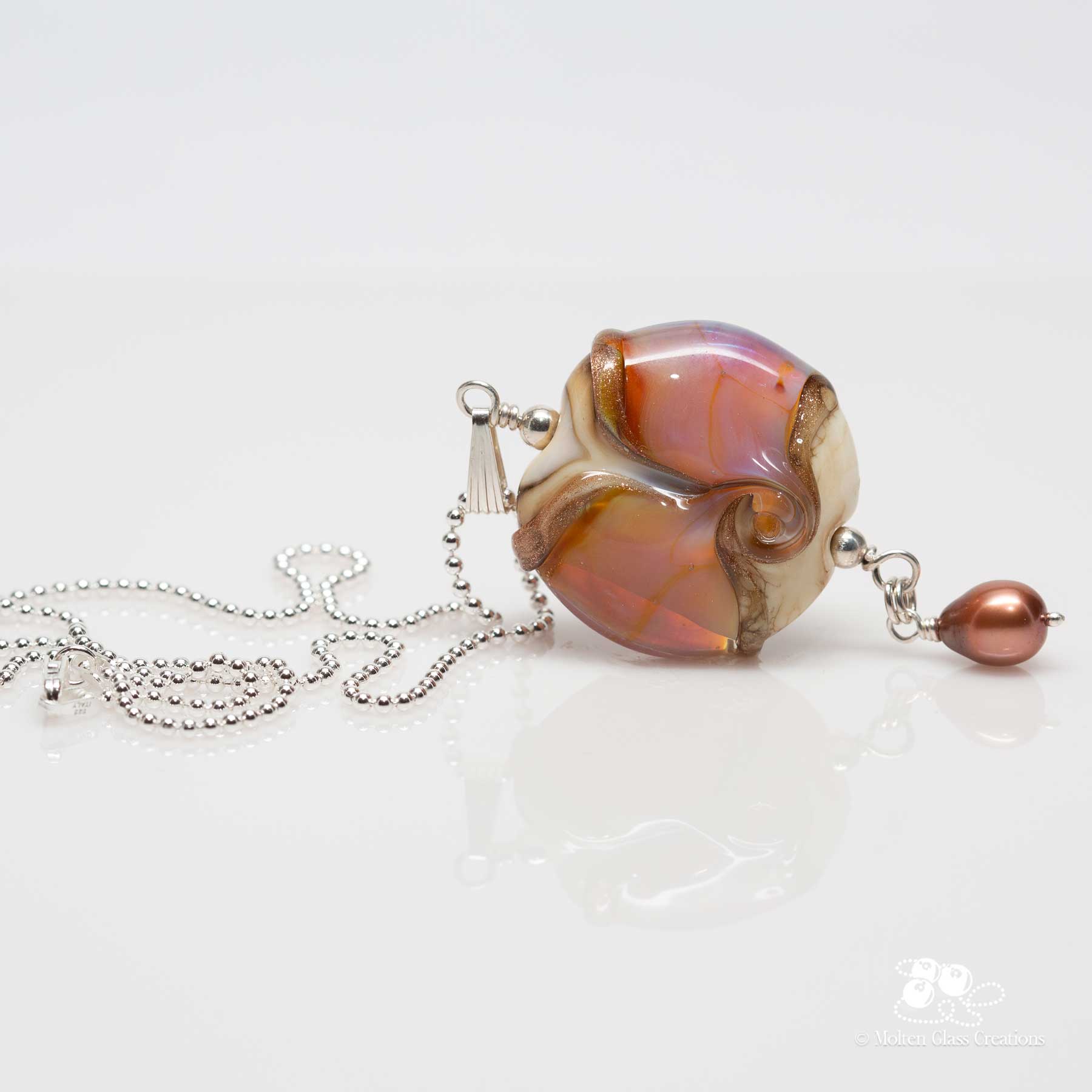 Gold Pink Necklace - Molten Glass Creations