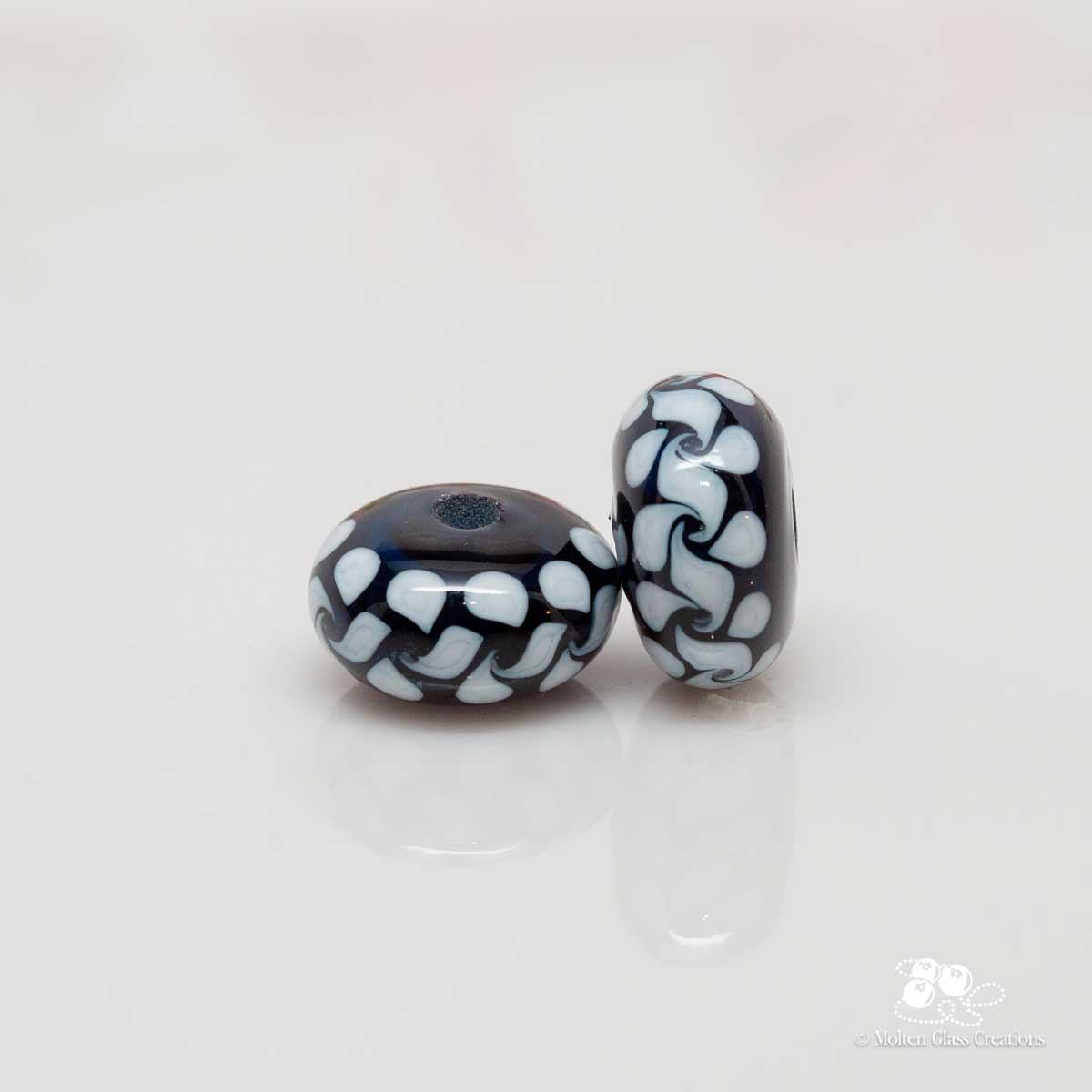 Hollow Beads - Cobalt swirls - Molten Glass Creations