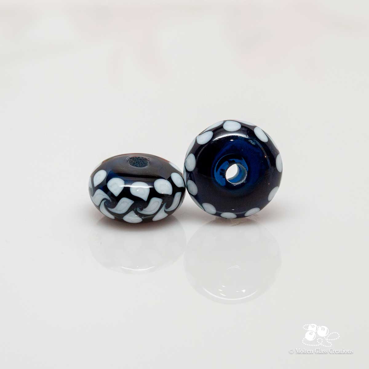 Hollow Beads - Cobalt swirls - Molten Glass Creations