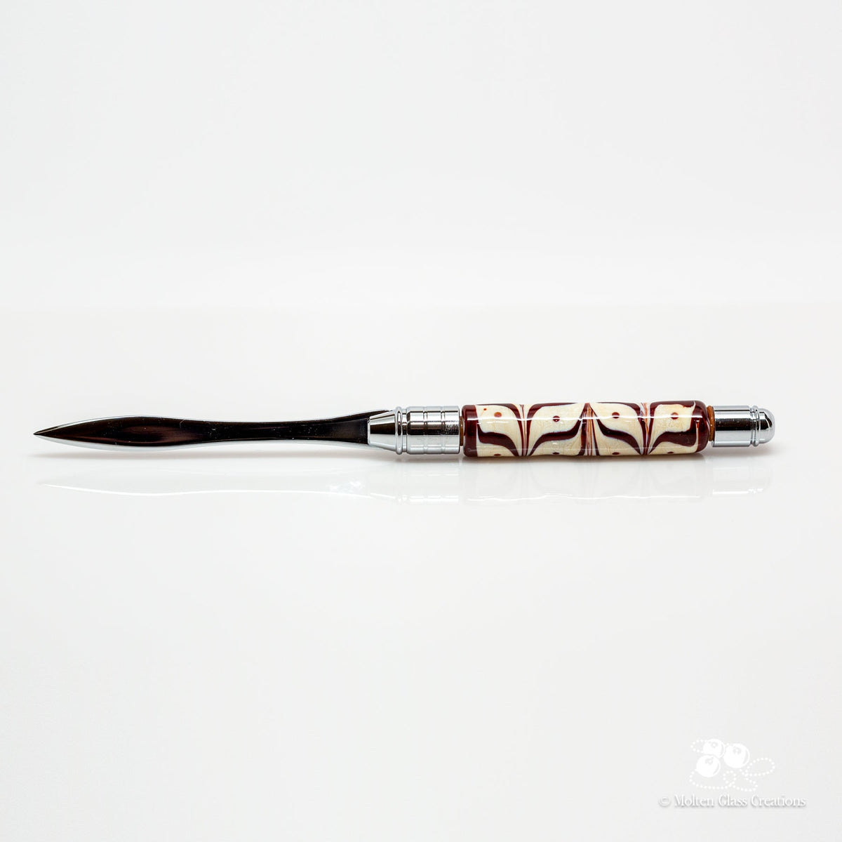 Ivory &amp; Brown Letter Opener - Molten Glass Creations