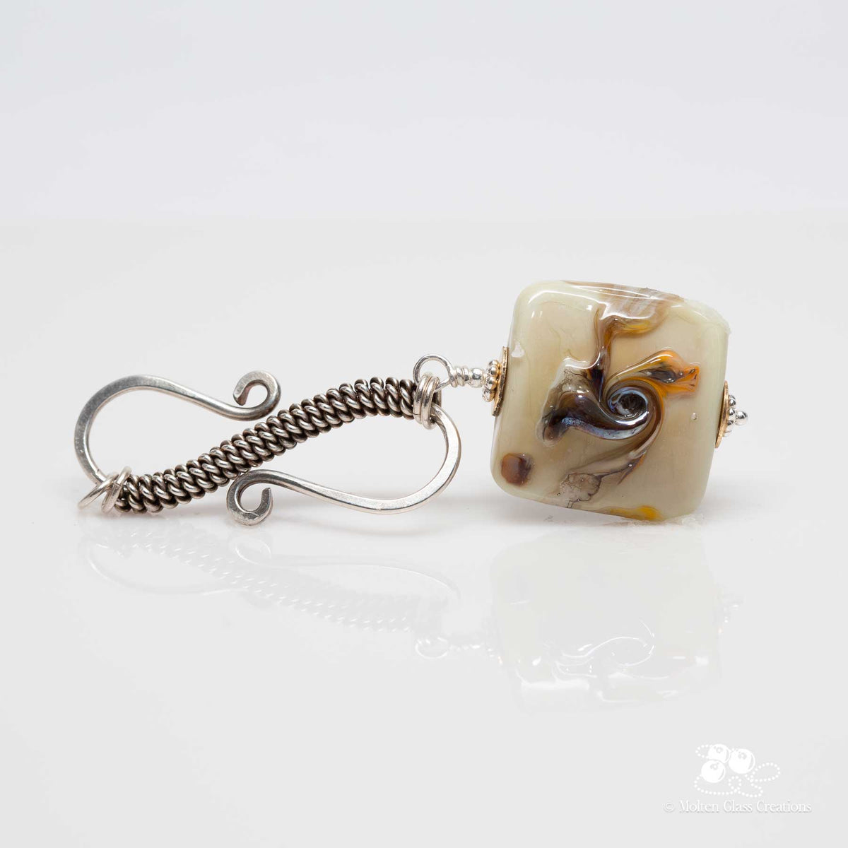 Ivory Tab Pendant with Silver Bail - Molten Glass Creations