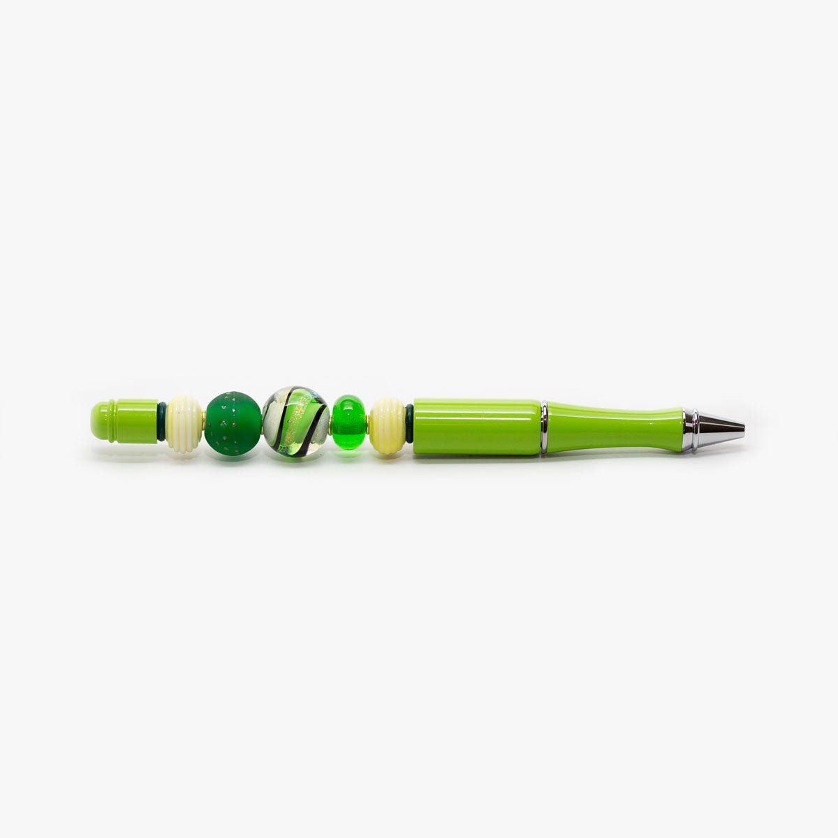 Lime Green Beaded Pen - Molten Glass Creations