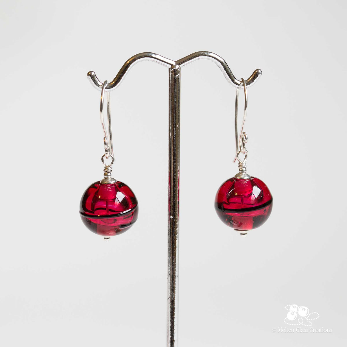 Magenta Hollows Earrings - Molten Glass Creations