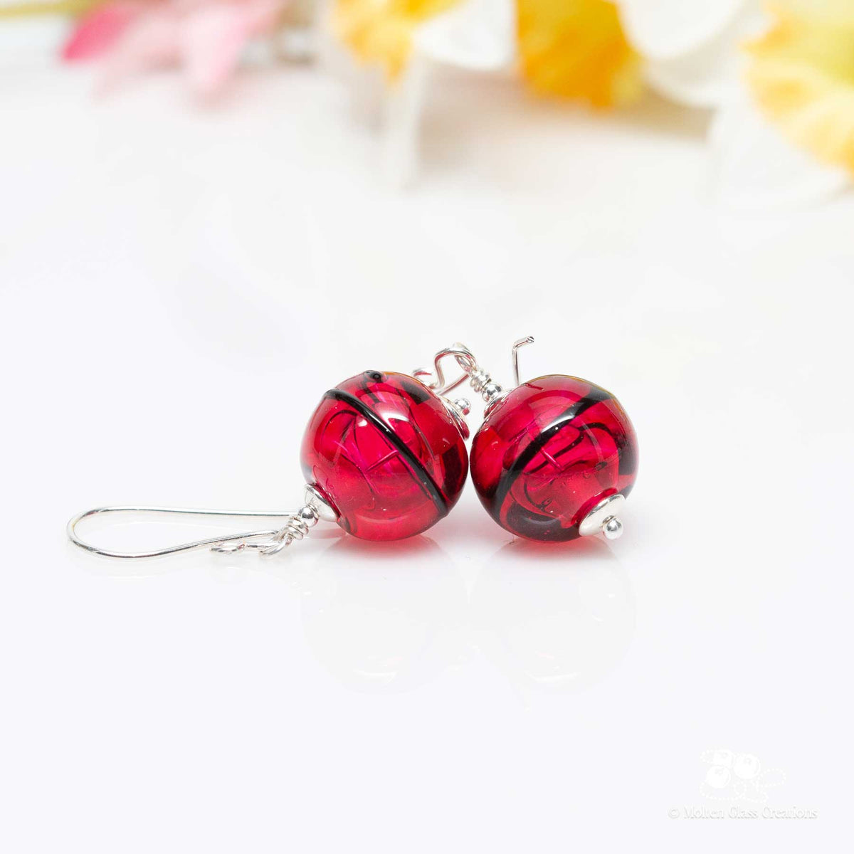 Magenta Hollows Earrings - Molten Glass Creations