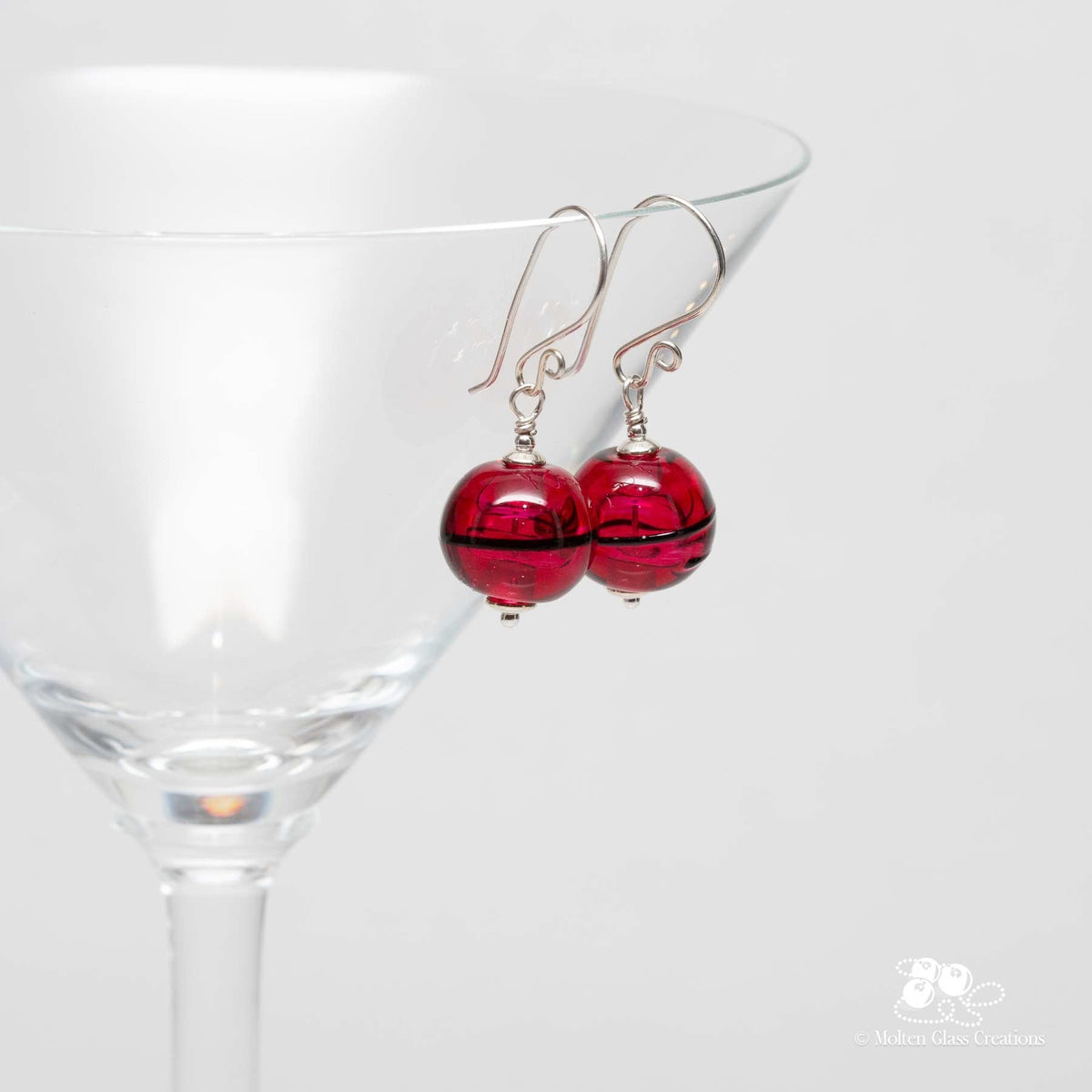 Magenta Hollows Earrings - Molten Glass Creations