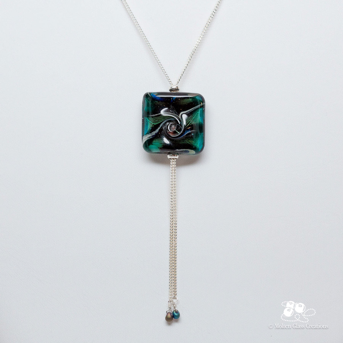Organic Teal Glass Bead Necklace - Molten Glass Creations