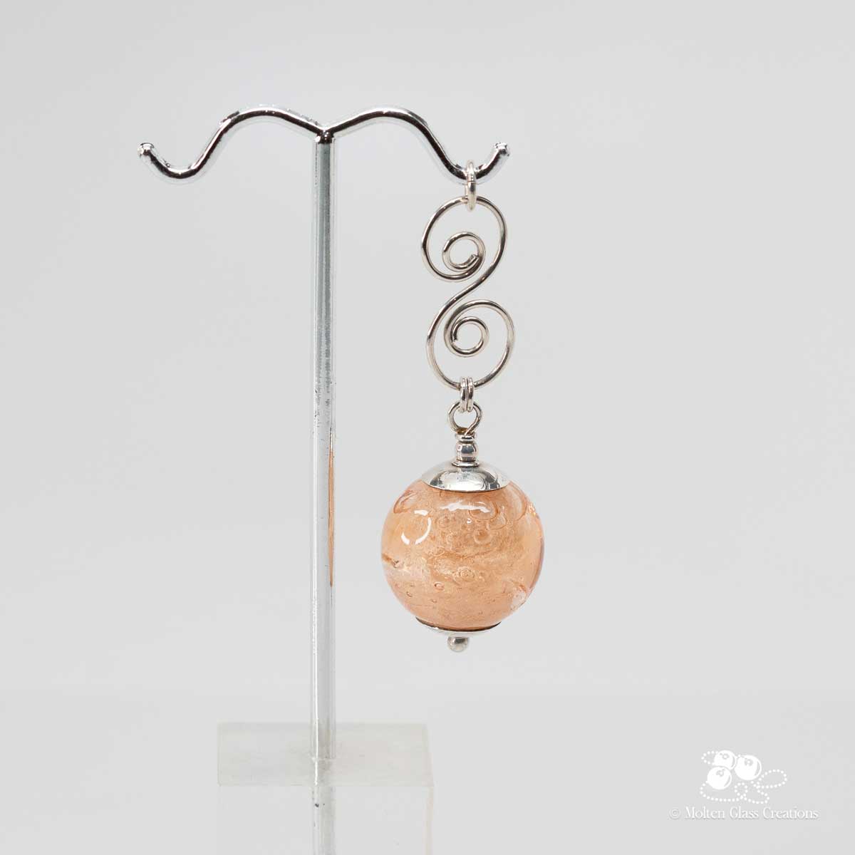 Peachy Bubble Drop Pendant - Molten Glass Creations