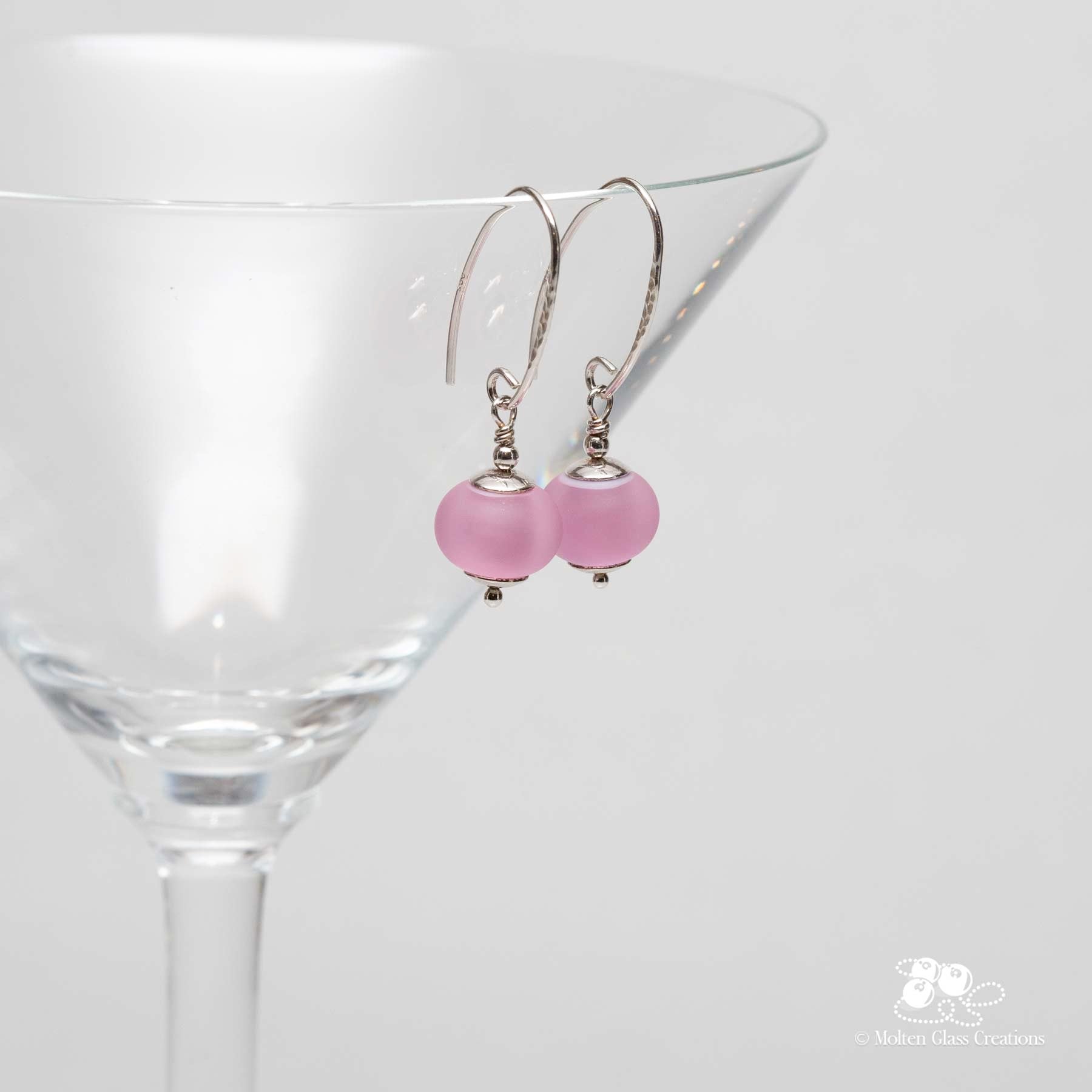 Pink Bubble Drop Earrings - Molten Glass Creations