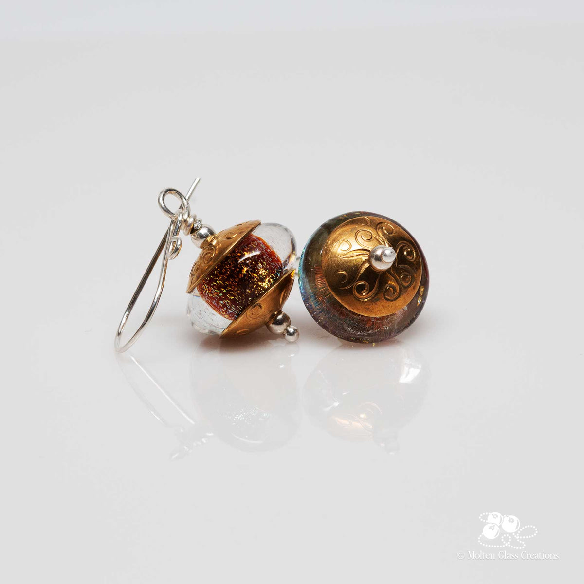 Sparkly Gold Dichroic Earrings - Molten Glass Creations