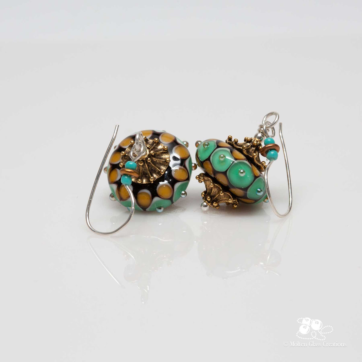 Vintage Teal Delight Earrings - Molten Glass Creations