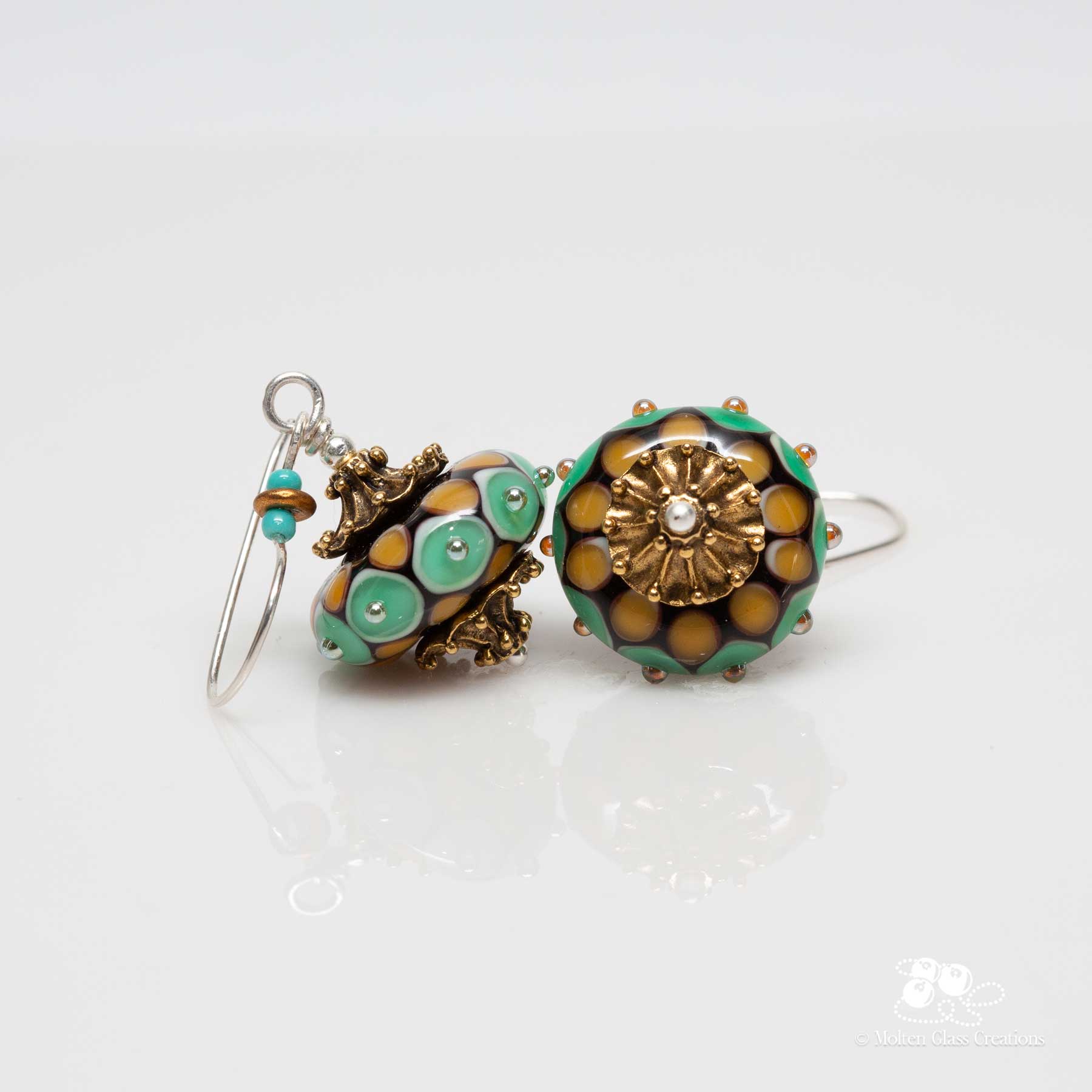 Vintage Teal Delight Earrings - Molten Glass Creations