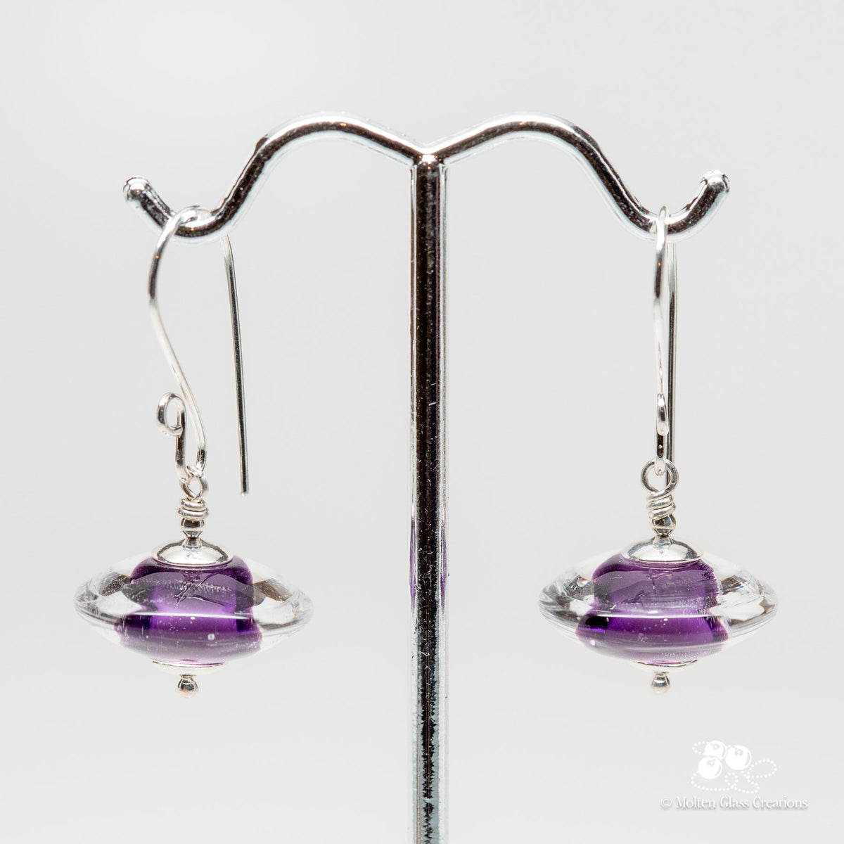 Violet Gemtone Disc Earrings - Molten Glass Creations